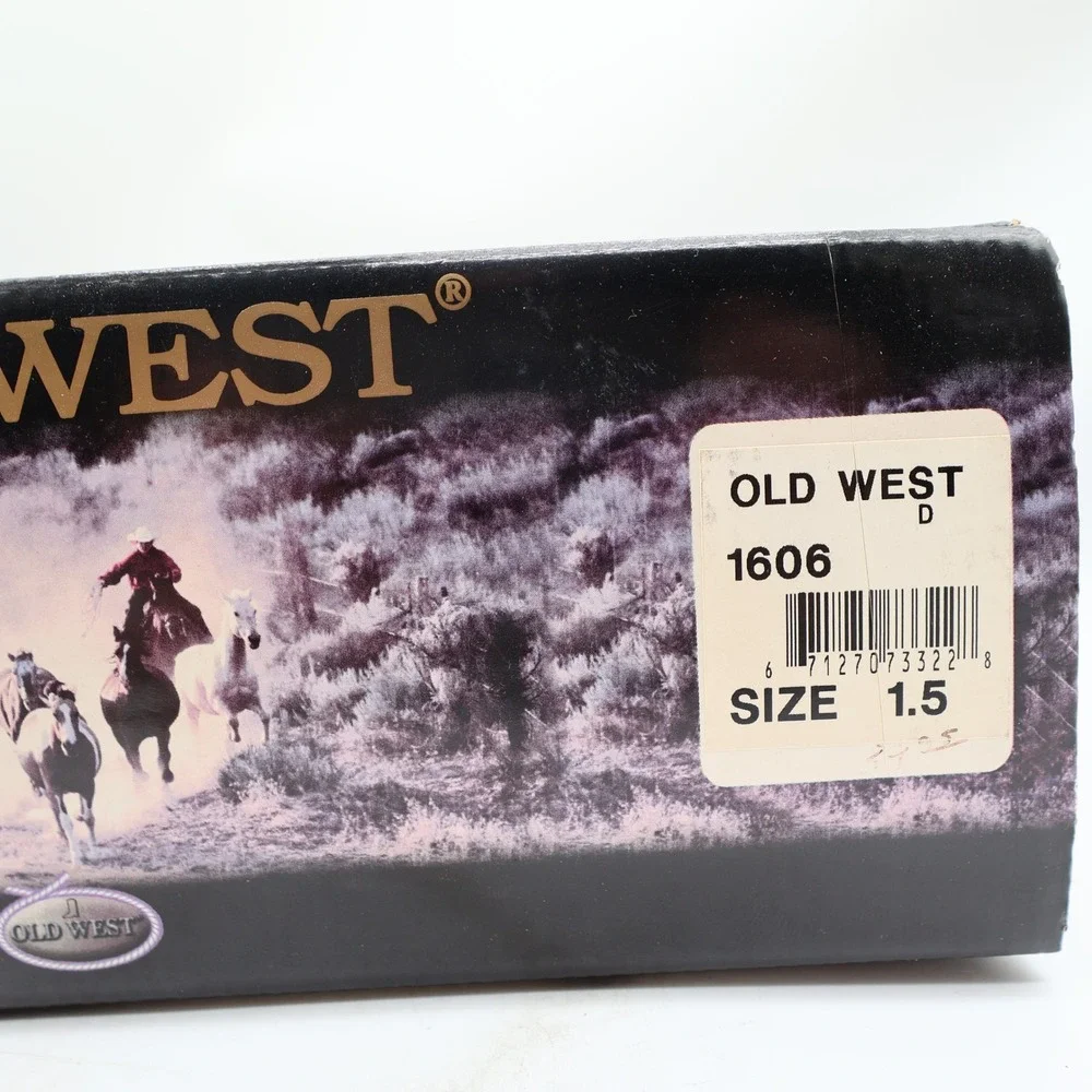 Old West 1606 Western Cowboy Boots Kids Size 1.5 Brown Black Leather NWT